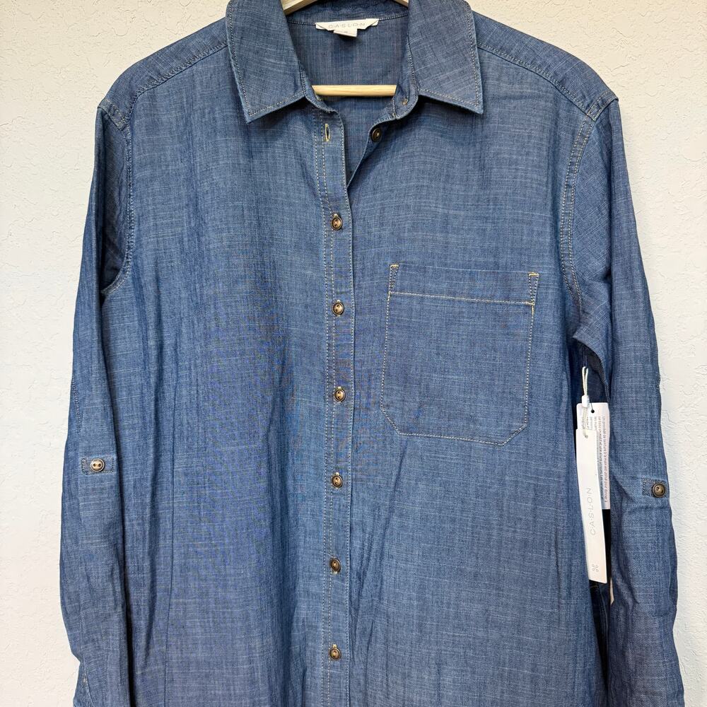 Women's Caslon Denim Blue Jean‎ Chambray Pullover Shirt Dress Size XS NEW - Picture 8 of 8
